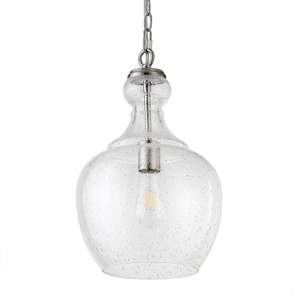 Alt View 18. Hudson&Canal - Verona 11" Seeded Glass Pendant - Brushed Nickel.