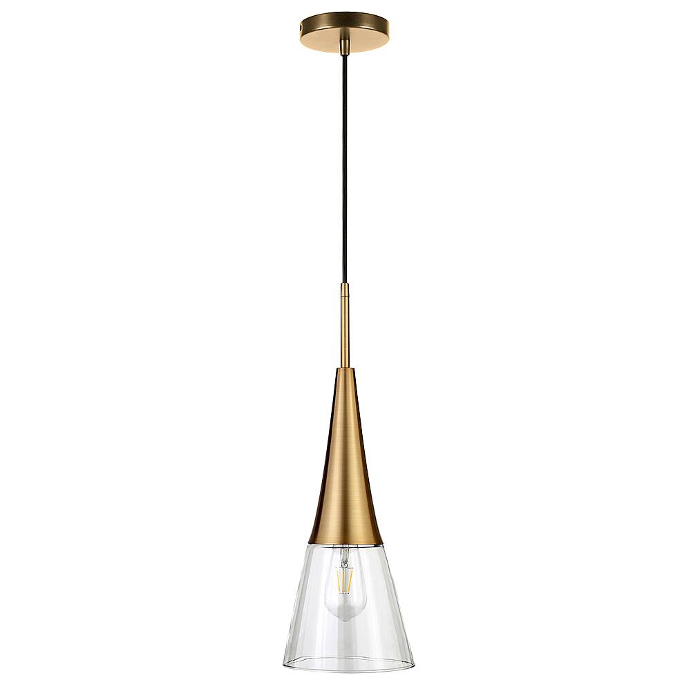 Angle View: Camden&Wells - Myra Clear Glass Pendant - Brass