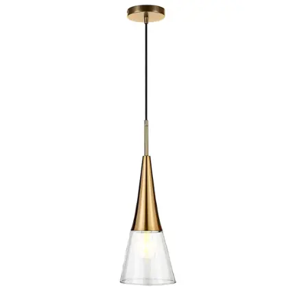 Front. Camden&Wells - Myra Clear Glass Pendant - Brass.