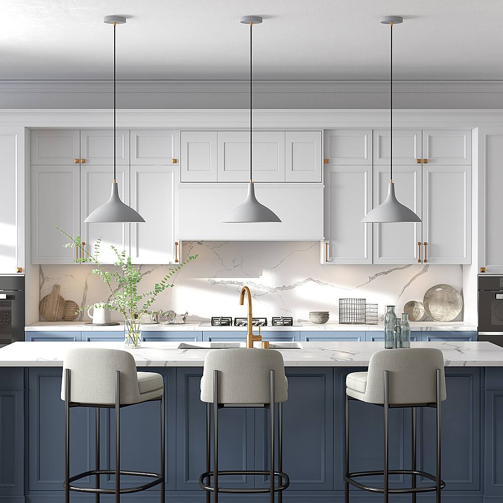 Alt View 12. Camden&Wells - Barton Metal Pendant - Matte Gray/Brass.