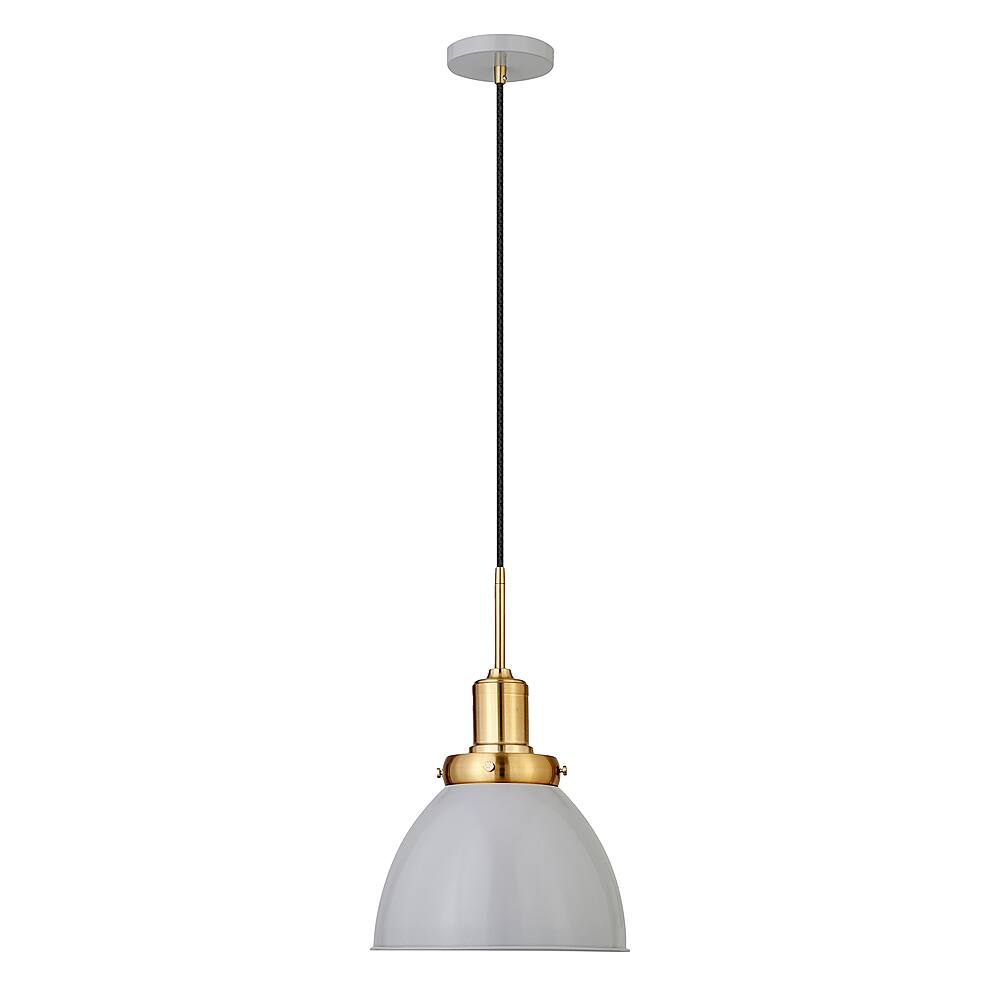 Angle View: Camden&Wells - Madison 12" Metal Pendant - Matte Gray/Brass