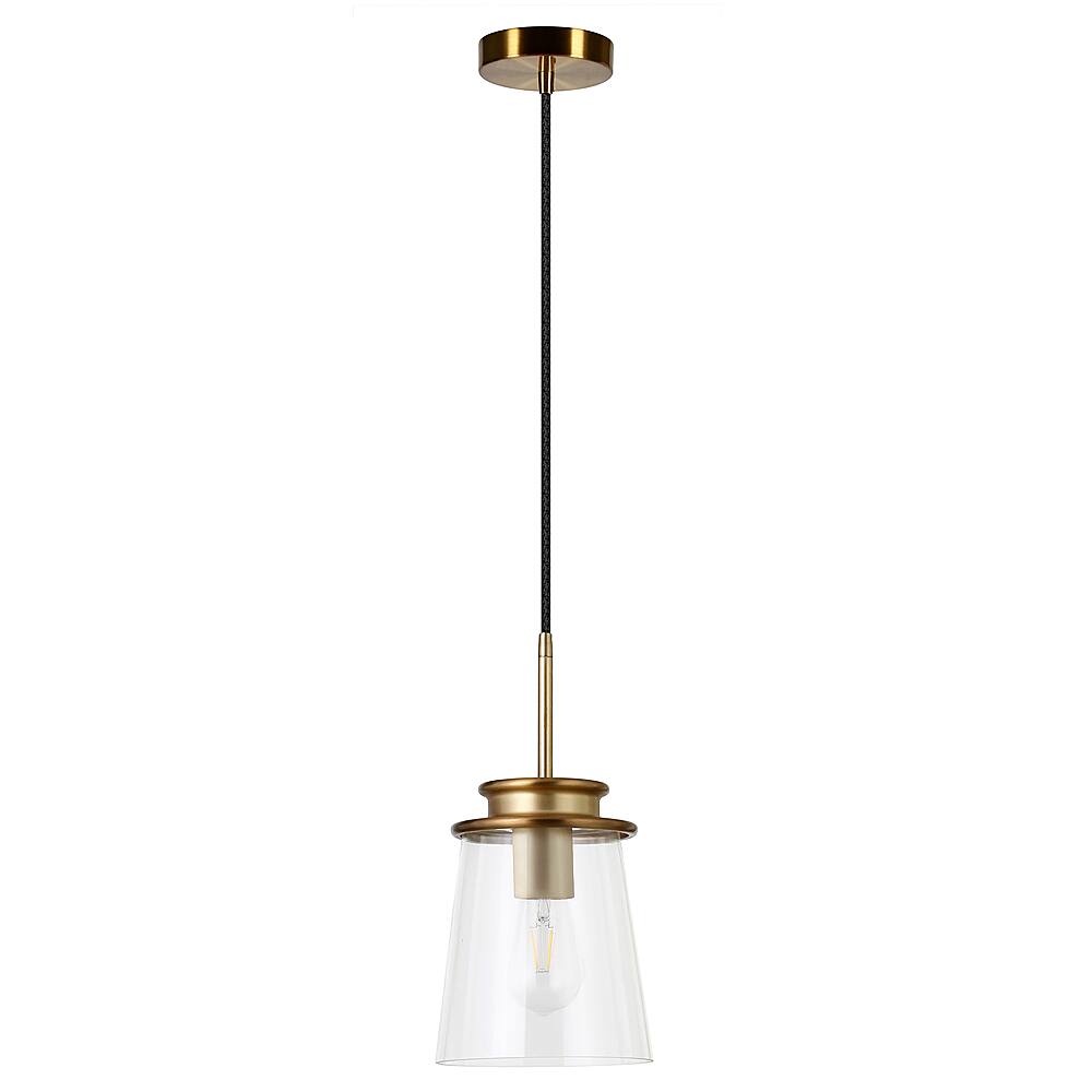 Angle View: Camden&Wells - Elwood Clear Glass Pendant - Brass