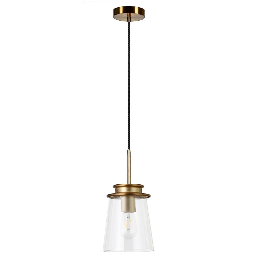 Angle. Hudson&Canal - Elwood Clear Glass Pendant - Brass.