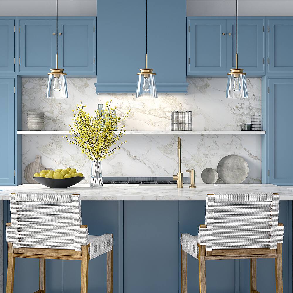 Alt View 12. Hudson&Canal - Elwood Clear Glass Pendant - Brass.