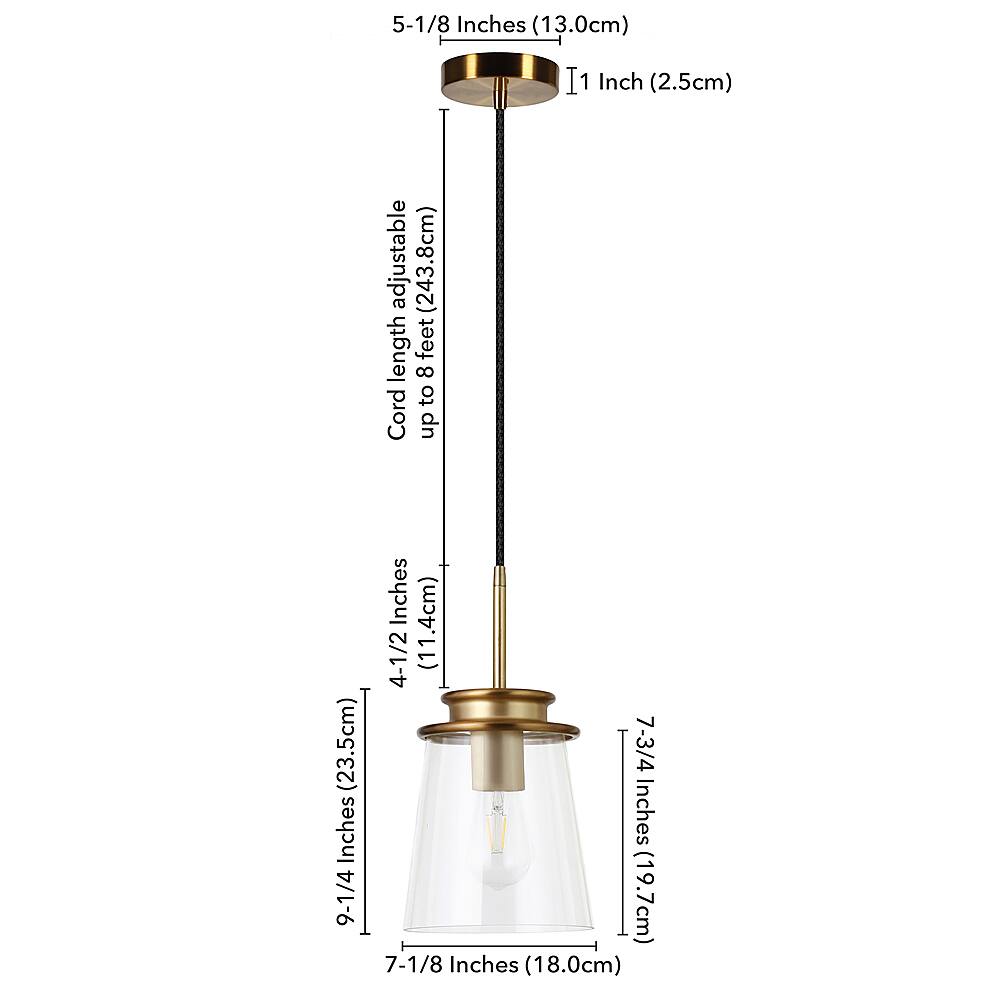 Alt View 13. Hudson&Canal - Elwood Clear Glass Pendant - Brass.
