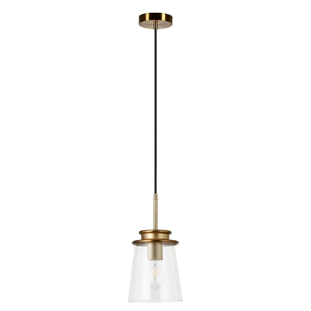 Alt View 15. Hudson&Canal - Elwood Clear Glass Pendant - Brass.