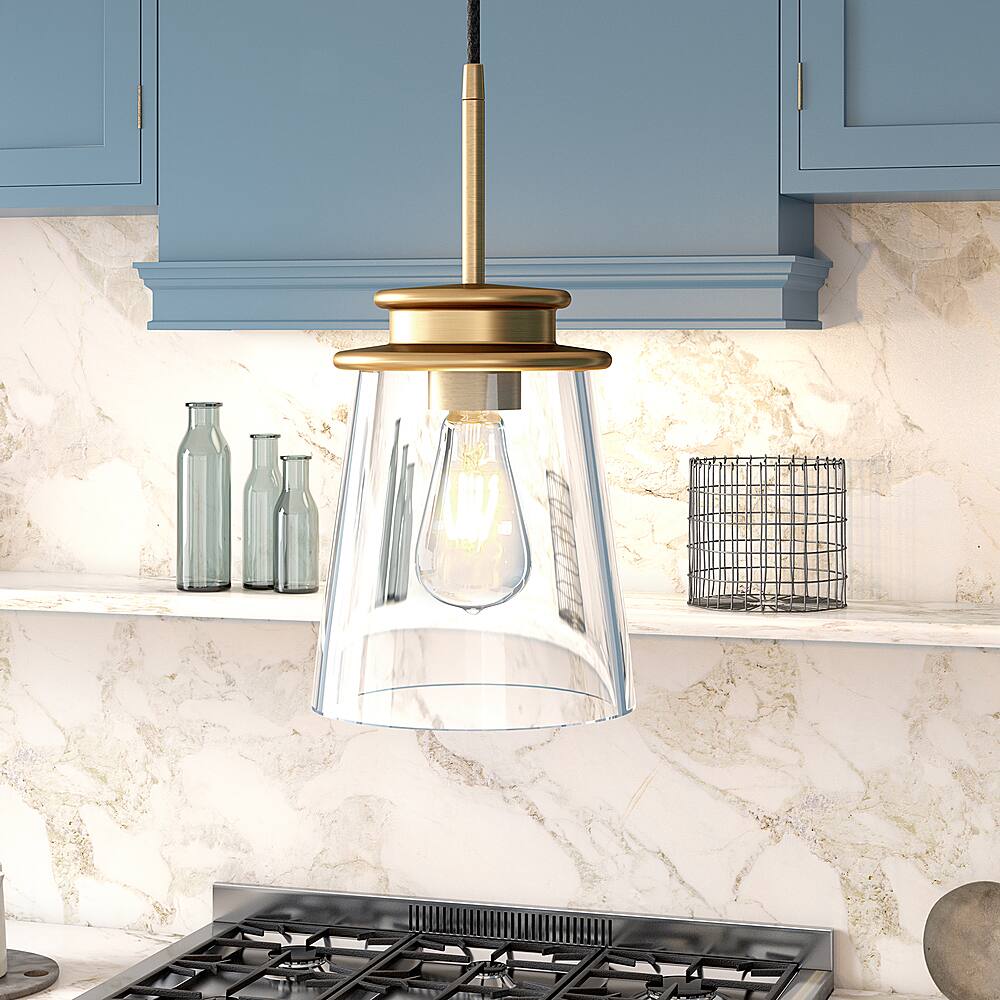 Alt View 16. Hudson&Canal - Elwood Clear Glass Pendant - Brass.