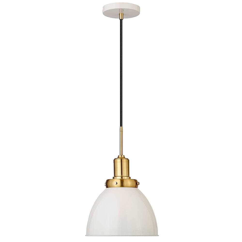 Angle View: Camden&Wells - Madison 12" Metal Pendant - Pearled White/Brass