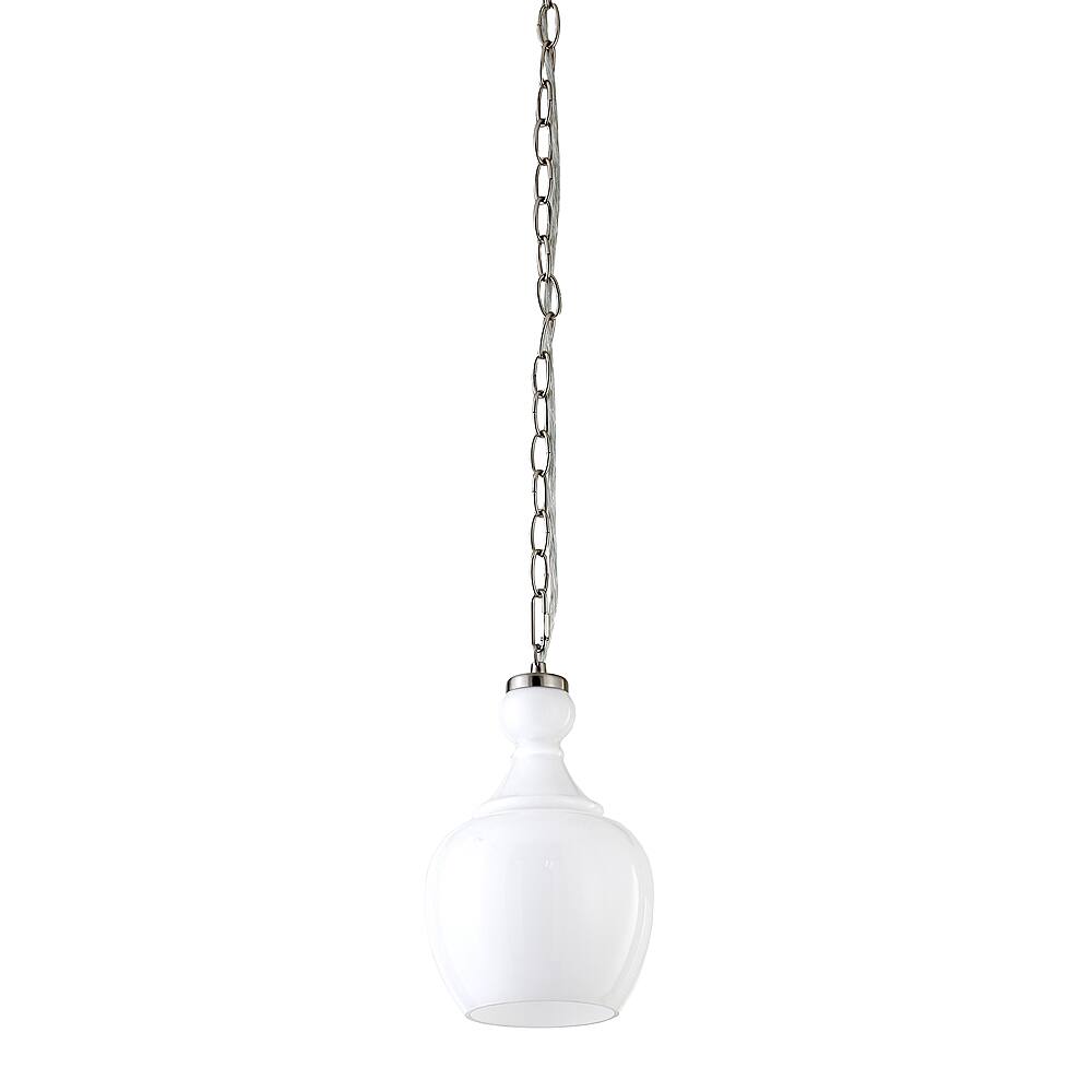 Angle View: Camden&Wells - Verona 7" White Milk Glass Pendant - Brushed Nickel