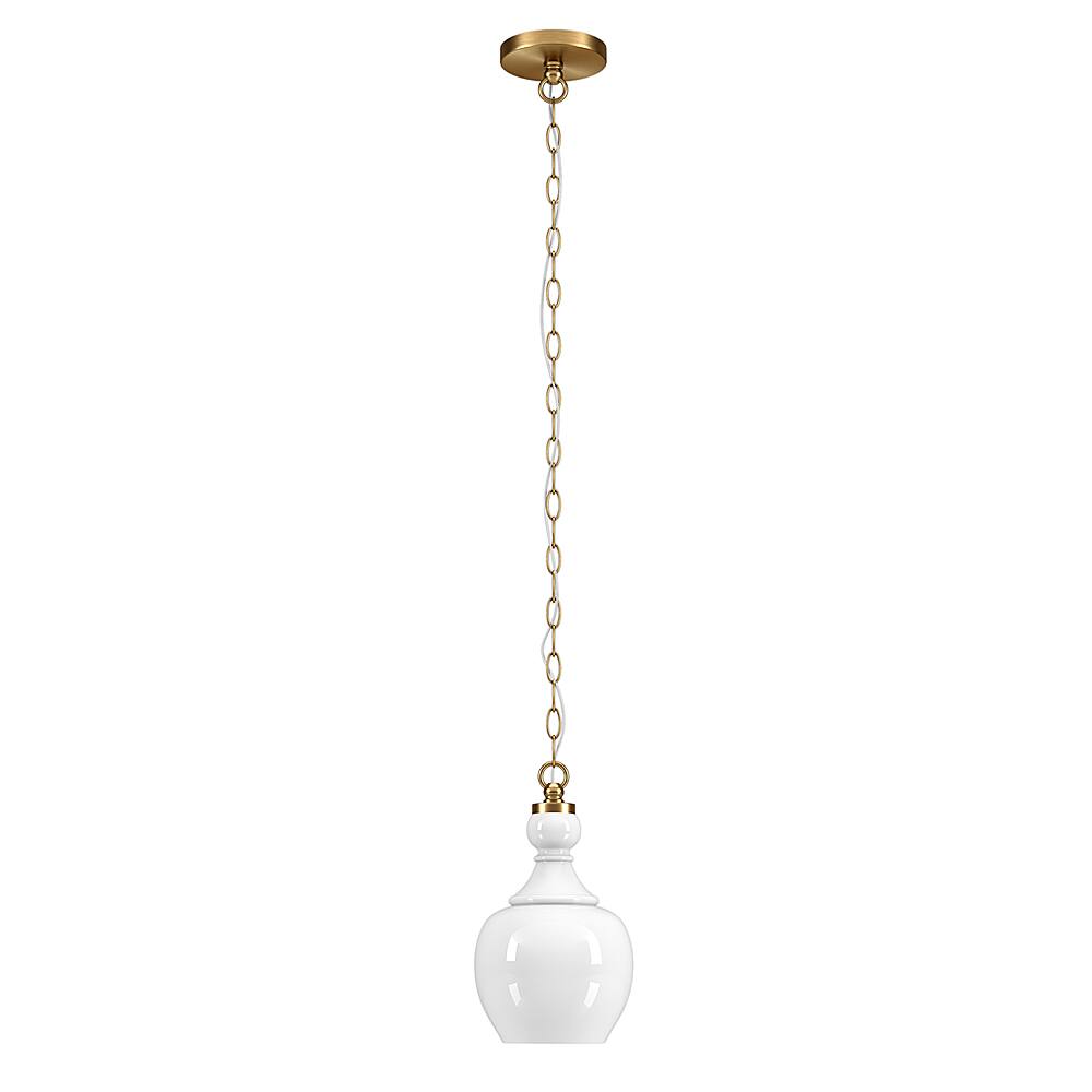 Angle View: Camden&Wells - Verona 7" White Milk Glass Pendant - Brushed Brass