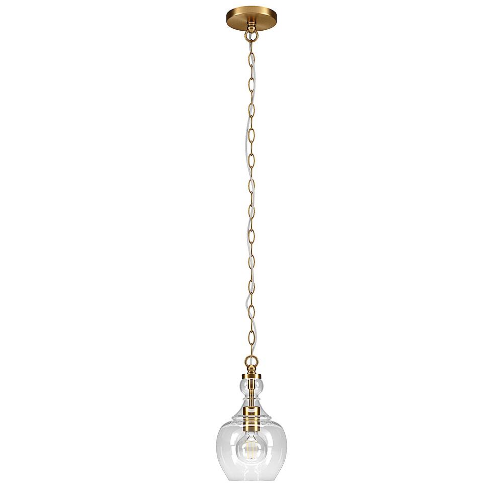 Angle View: Camden&Wells - Verona 7" Clear Glass Pendant - Brushed Brass