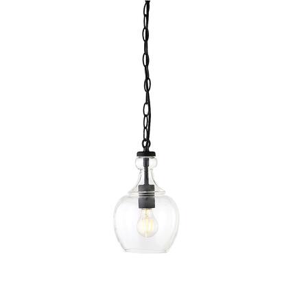 Front. Hudson&Canal - Verona 7" Clear Glass Pendant - Blackened Bronze.