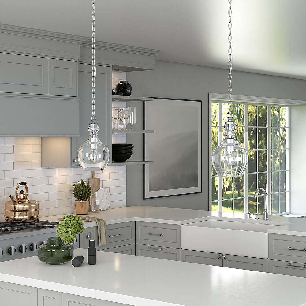 Alt View 12. Hudson&Canal - Verona 7" Clear Glass Pendant - Brushed Nickel.