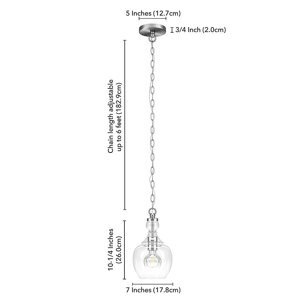 Alt View 13. Hudson&Canal - Verona 7" Clear Glass Pendant - Brushed Nickel.
