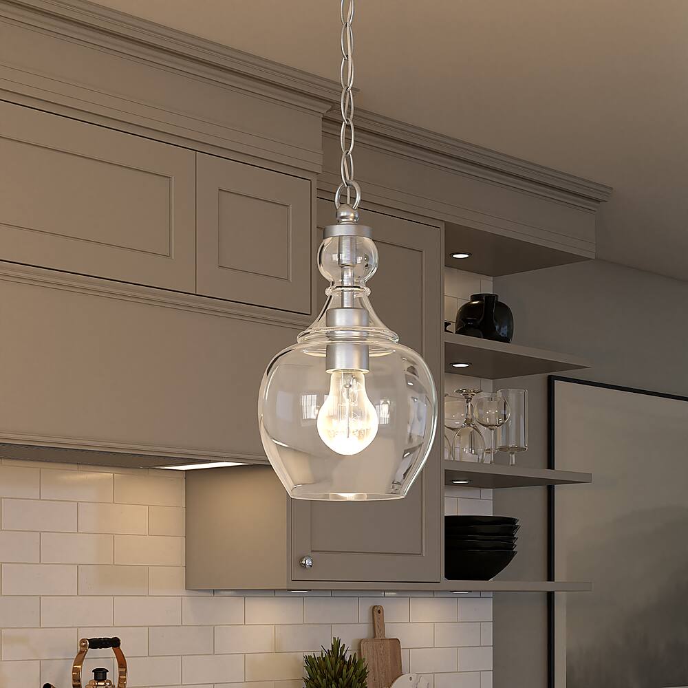 Alt View 16. Hudson&Canal - Verona 7" Clear Glass Pendant - Brushed Nickel.