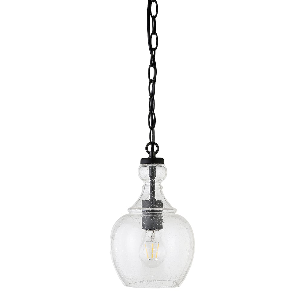 Angle View: Camden&Wells - Verona 7" Seeded Glass Pendant - Blackened Bronze