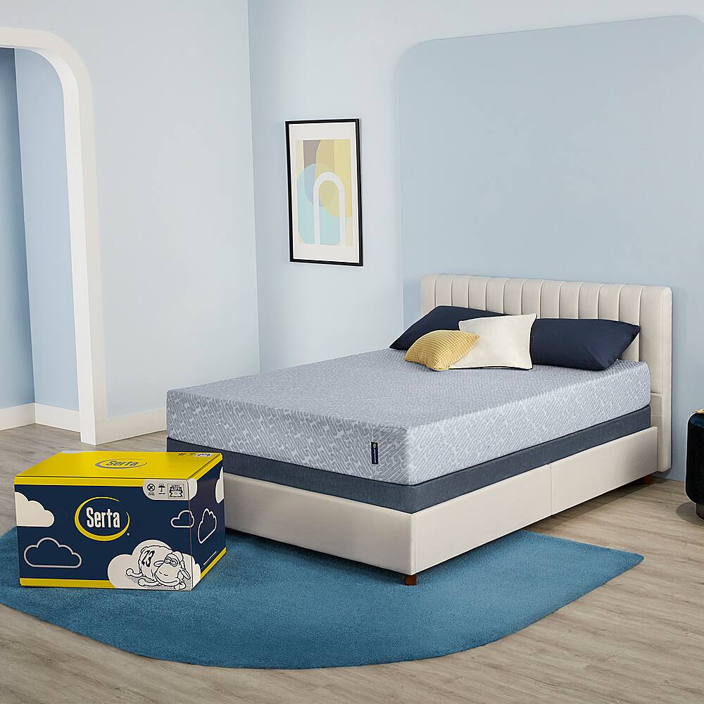 Best Buy Serta Sheepless Nights 9" Medium Foam Mattress Queen Blue