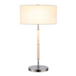 Front Zoom. Camden&Wells - Simone Table Lamp - Matte White/Polished Nickel.