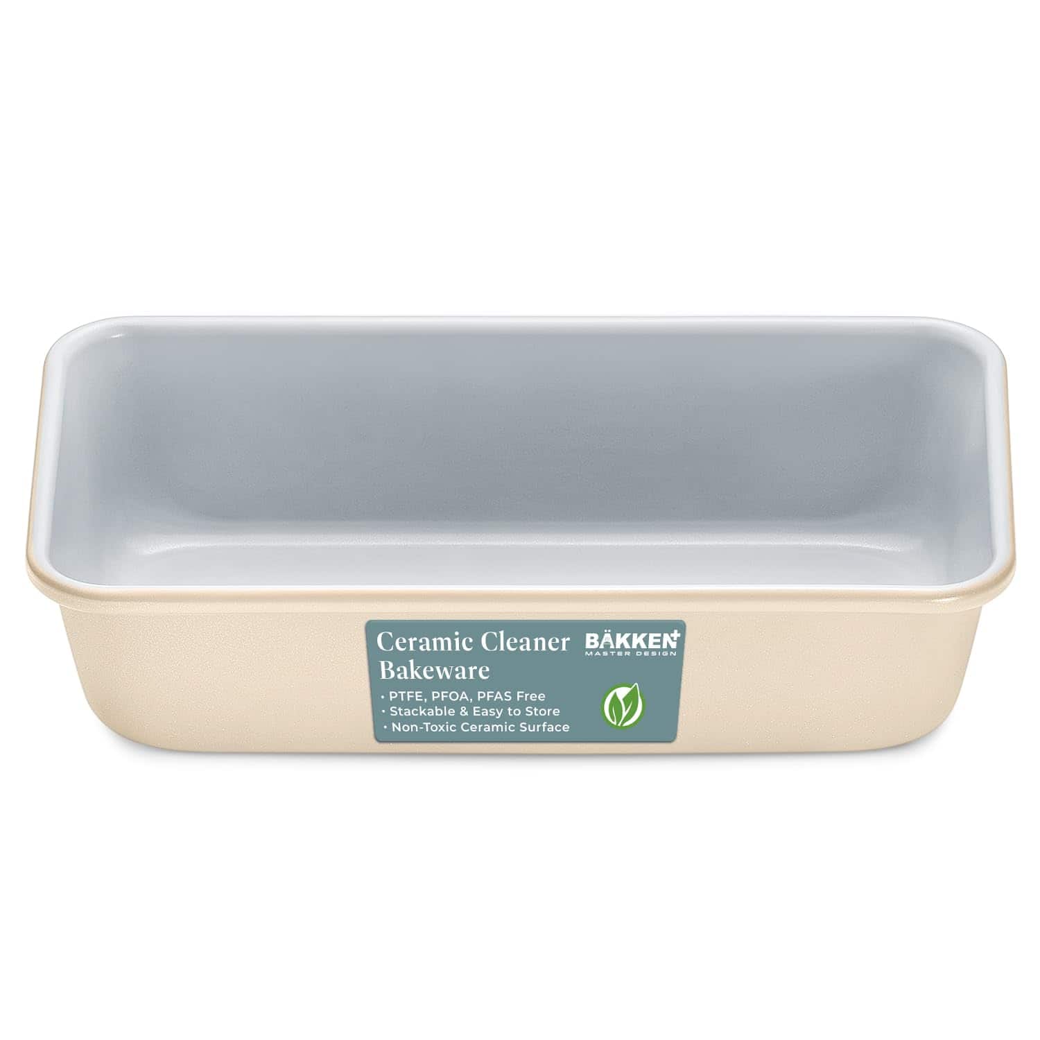 Bakken- Swiss - BAKKENMASTER Premium Loaf Pan 1 lb – Aluminum, Ceramic Non-stick Coating, PTFE & PFOA Free, Even Heat, Non-toxic, 4.7" x - Cream
