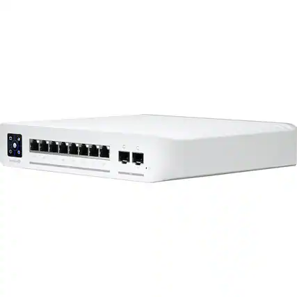 Front. Ubiquiti - Enterprise 8 8-Port 2.5Gb PoE+ Compliant Managed Network Switch USW-Enterprise-8-PoE - White.