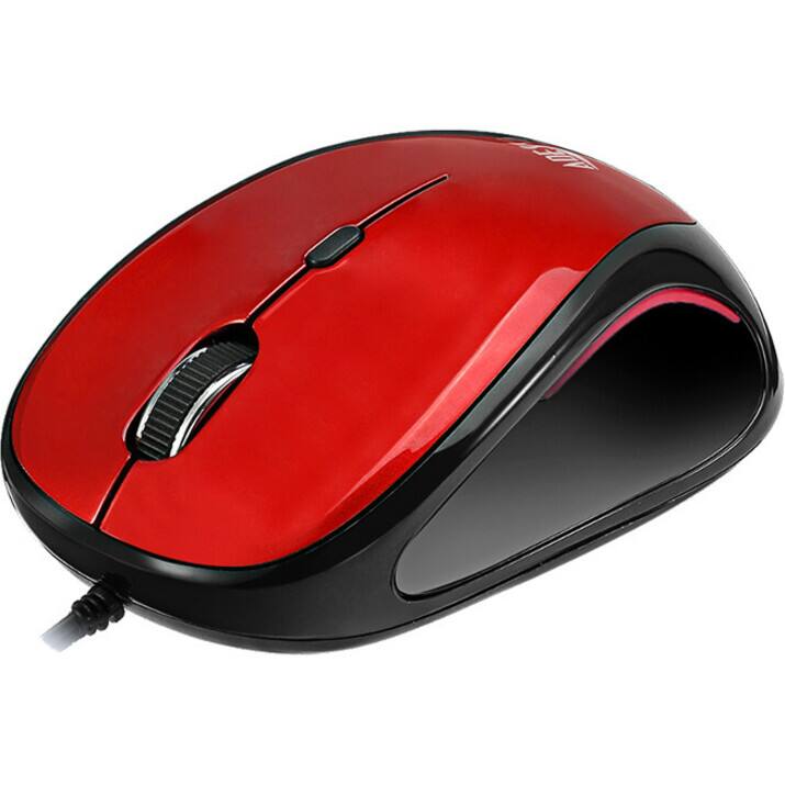 Alt View 2. Adesso - Adesso iMouse S8R - USB Illuminated Retractable Mini Mouse - Optical - Cable - Red - USB 2.0 - 1600 dpi - Scroll Wheel - Red.