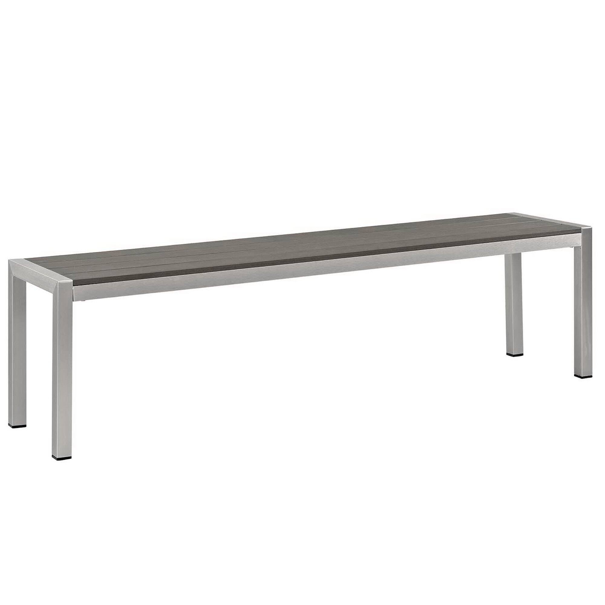 Back. Modway - Shore 3 Piece Outdoor Patio Aluminum Dining Set by Modway - Silver Gray.