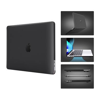 NPUOLS Custodia Per MacBook Pro 14” 2024-2021 M4/M3/M2/M1, Bordo TPU, Copritastiera UE, Trasparente Opaco