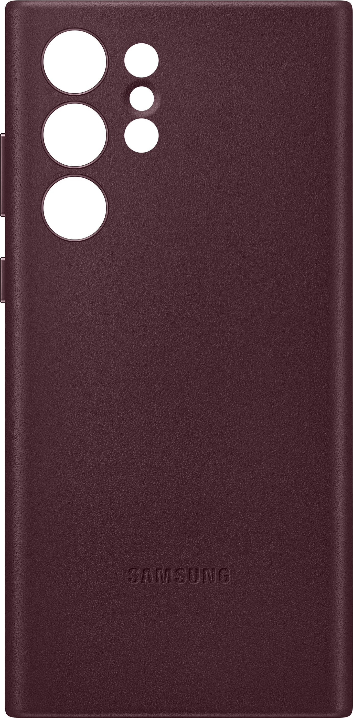 Front. Samsung - Galaxy S22 Ultra Leather Case - Burgundy.