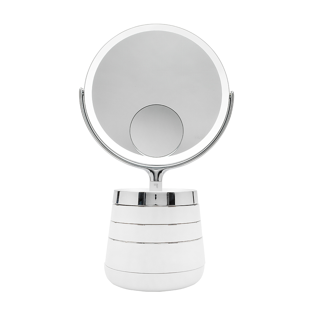 Angle View: Sharper Image - Spastudio Vanity Plus 10-Inch LED Mirror with Storage - White