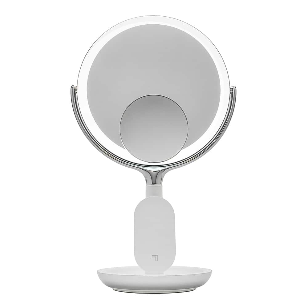 Sharper Image - Wireless Charger with Mirror Round LED 8inch - Silver - Angle_Zoom