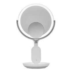 Sharper Image - Wireless Charger with Mirror Round LED 8inch - Silver - Angle_Zoom