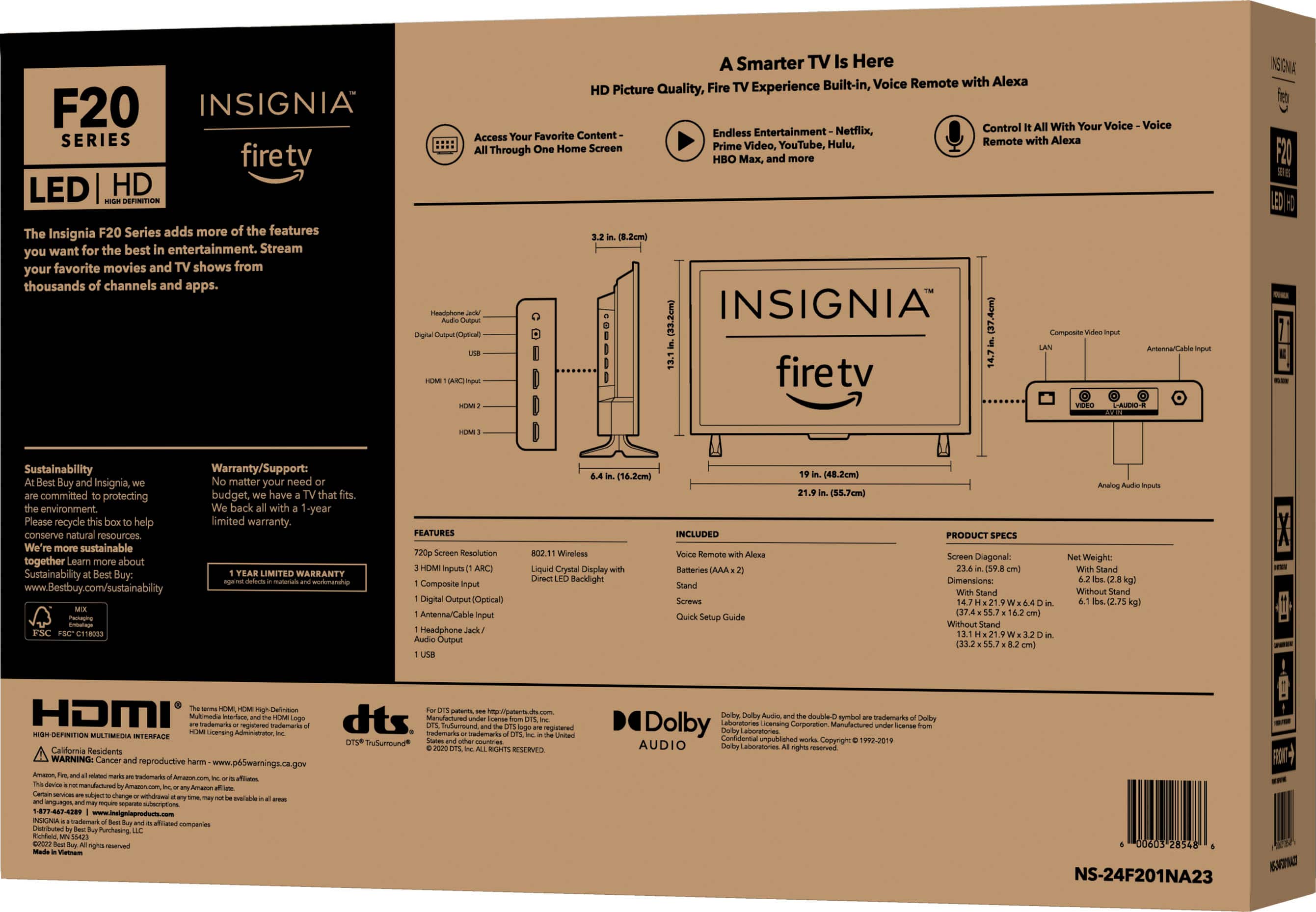 Alt View 11. Insignia™ - 24" Class F20 Series LED HD Smart Fire TV - Black.