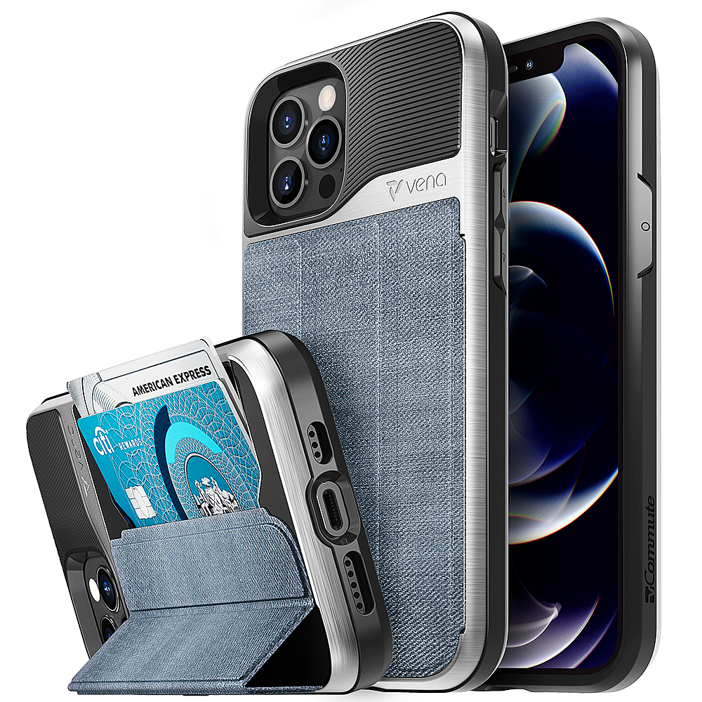 Vena - vCommute Wallet Case for Apple iPhone 12 Pro Max - Steel Blue