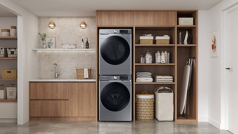 Alt View 24. Samsung - 7.5 Cu. Ft. Stackable Smart Gas Dryer with Steam Sanitize+ - Platinum.