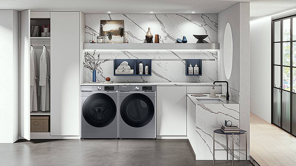 Alt View 25. Samsung - 7.5 Cu. Ft. Stackable Smart Gas Dryer with Steam Sanitize+ - Platinum.