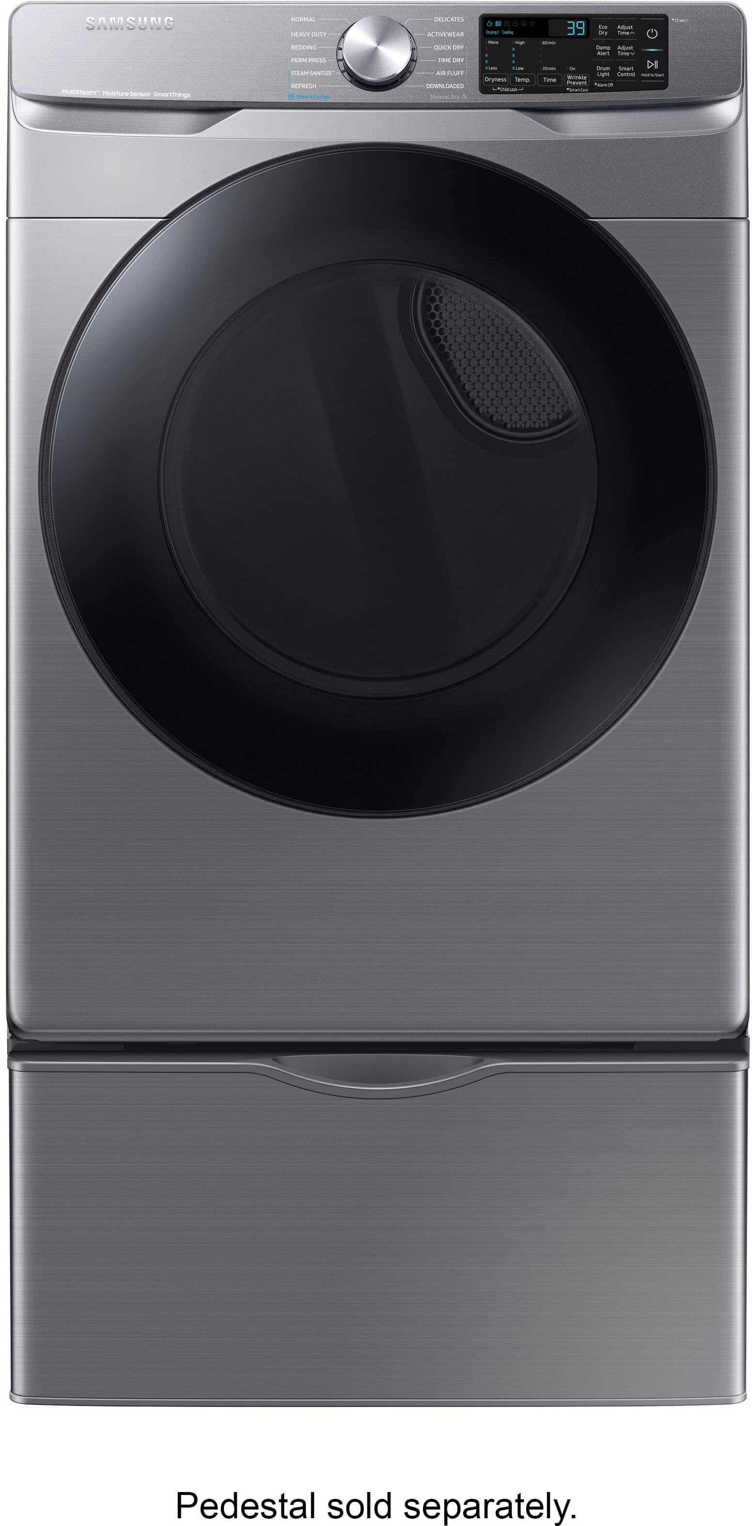 Alt View 13. Samsung - 7.5 Cu. Ft. Stackable Smart Electric Dryer with Steam Sanitize+ - Platinum.