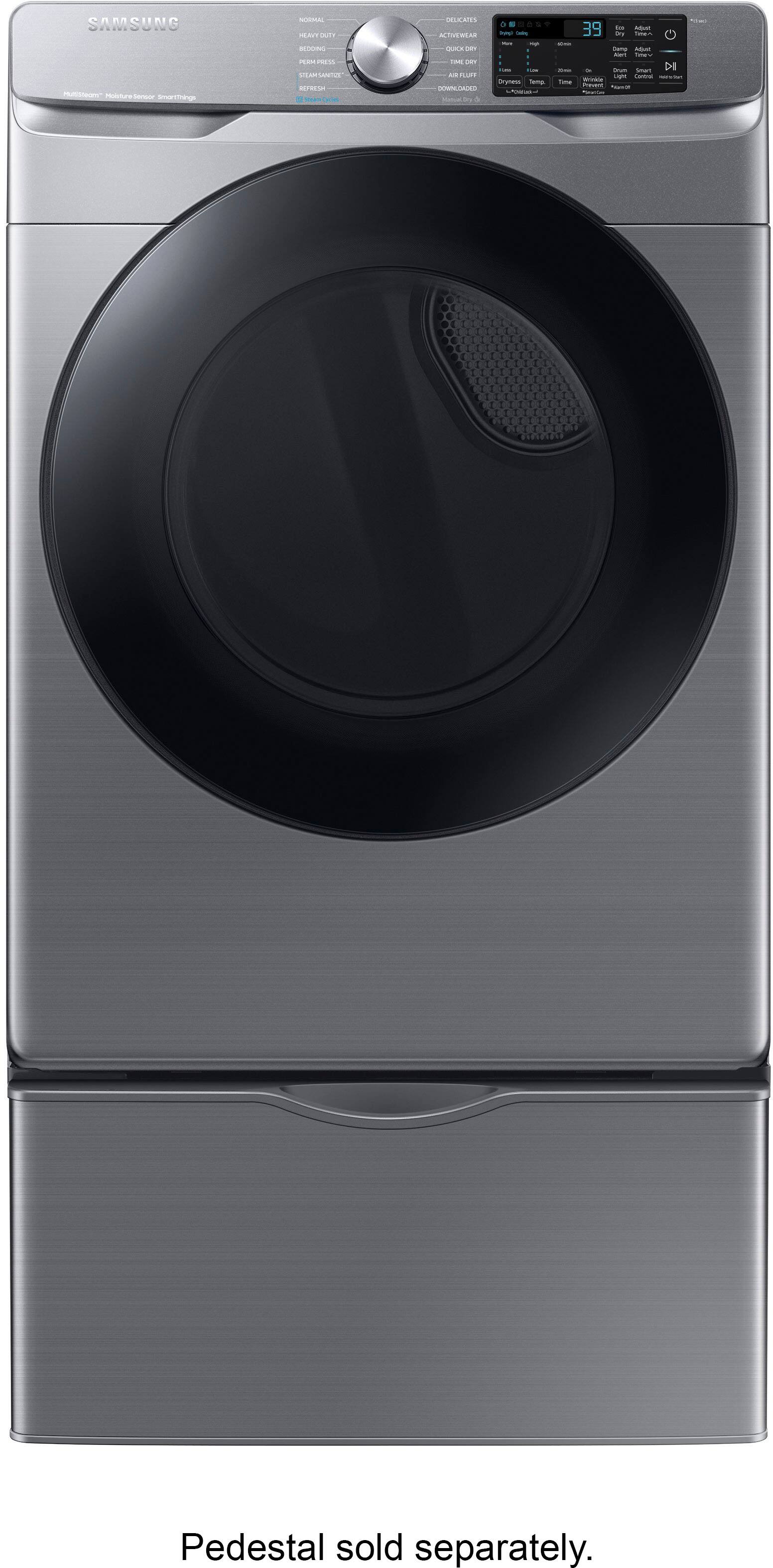 Alt View 13. Samsung - 7.5 Cu. Ft. Stackable Smart Electric Dryer with Steam Sanitize+ - Platinum.
