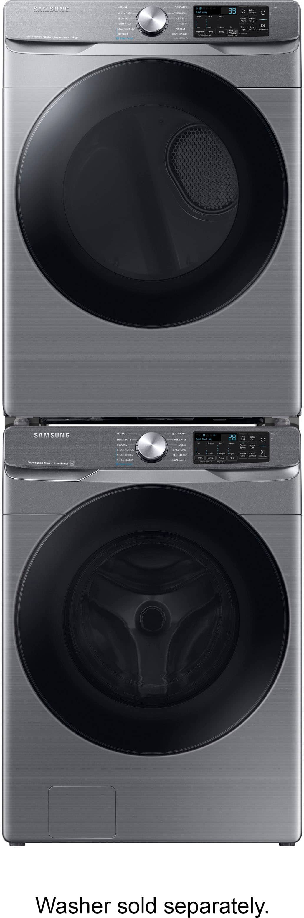 Alt View 14. Samsung - 7.5 Cu. Ft. Stackable Smart Electric Dryer with Steam Sanitize+ - Platinum.