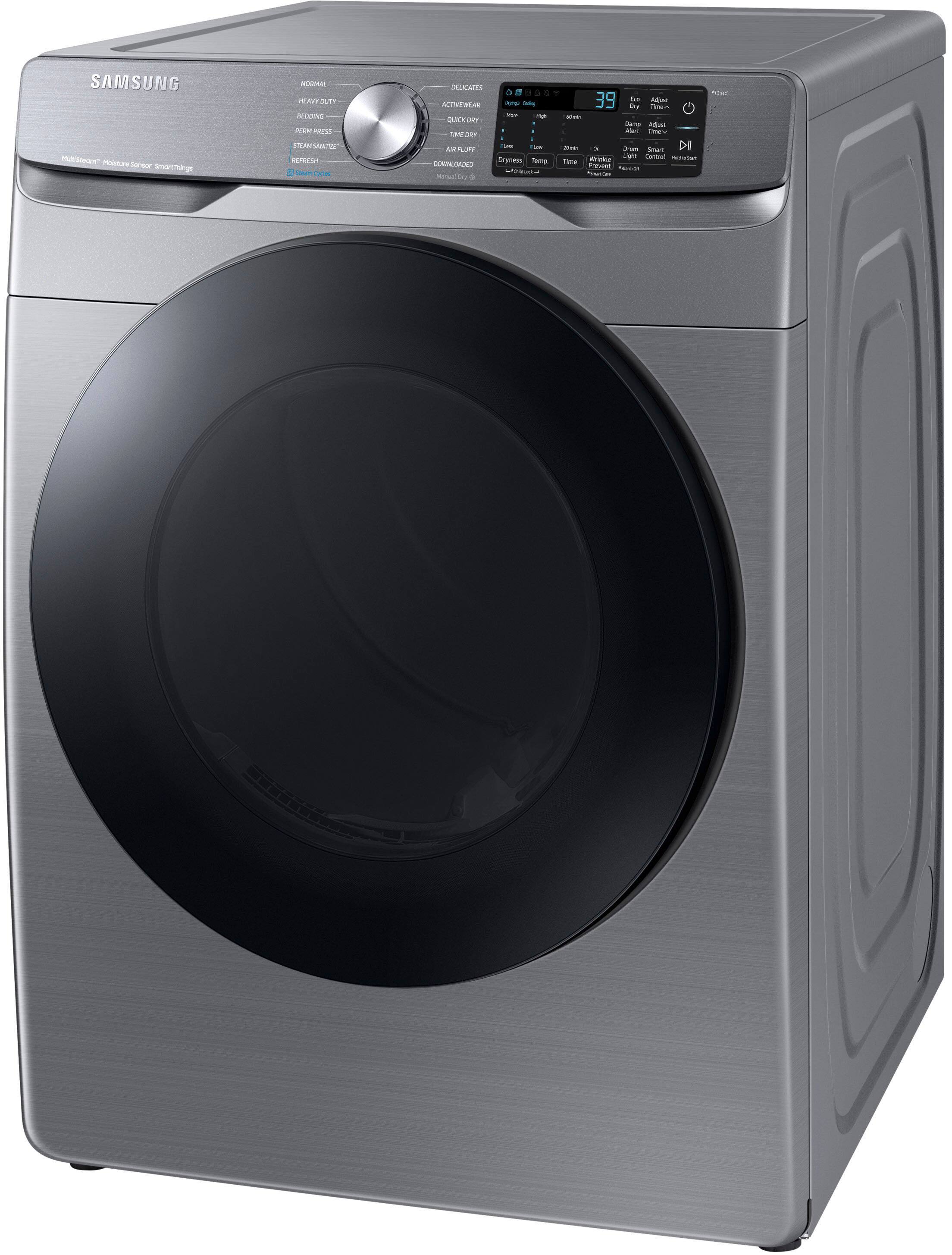 Alt View 19. Samsung - 7.5 Cu. Ft. Stackable Smart Electric Dryer with Steam Sanitize+ - Platinum.