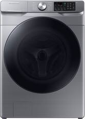 Front. Samsung - 4.5 Cu. Ft. High-Efficiency Stackable Smart Front Load Washer with Steam and Super Speed Wash - Platinum.