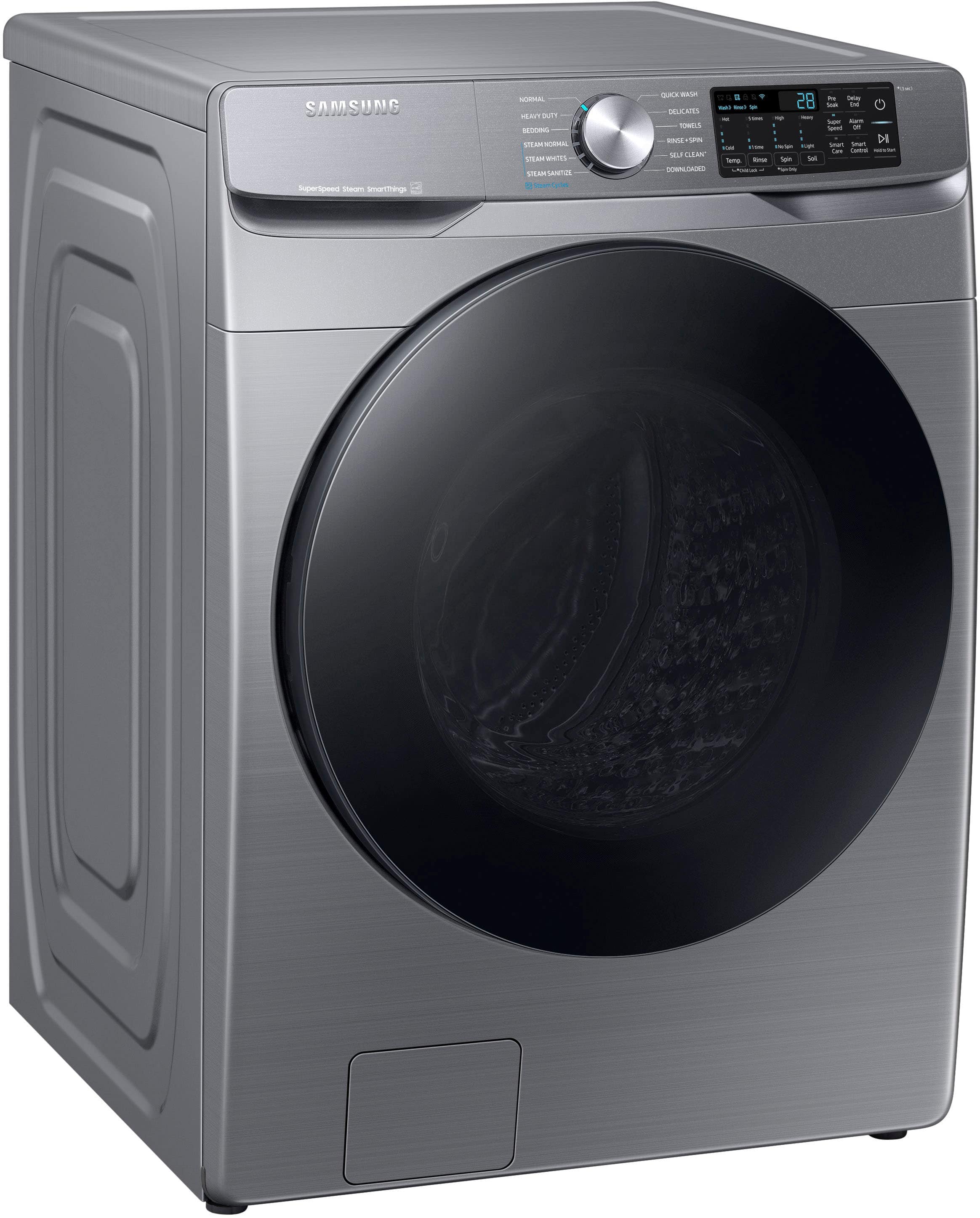 Alt View 12. Samsung - 4.5 Cu. Ft. High-Efficiency Stackable Smart Front Load Washer with Steam and Super Speed Wash - Platinum.