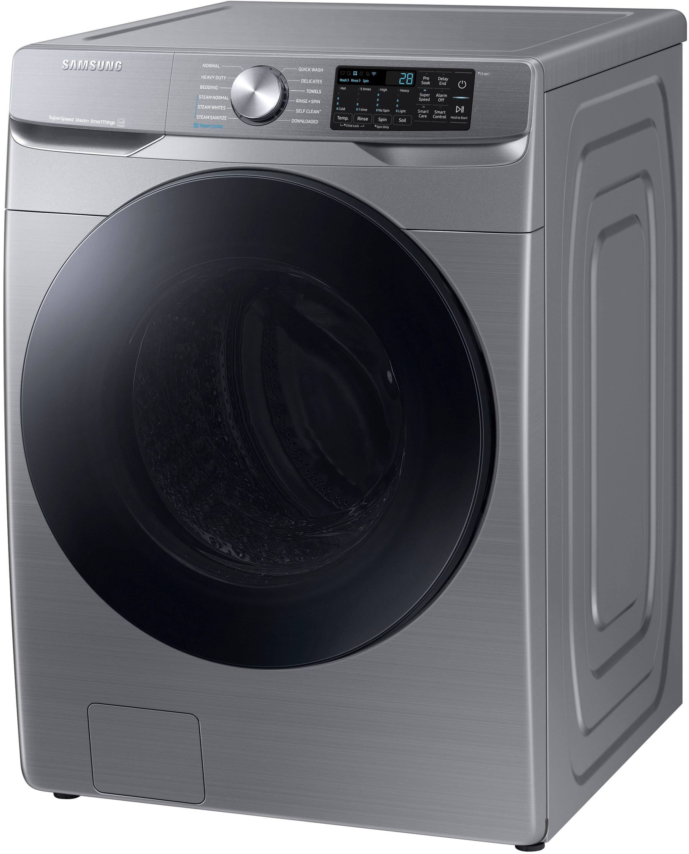 Alt View 13. Samsung - 4.5 Cu. Ft. High-Efficiency Stackable Smart Front Load Washer with Steam and Super Speed Wash - Platinum.