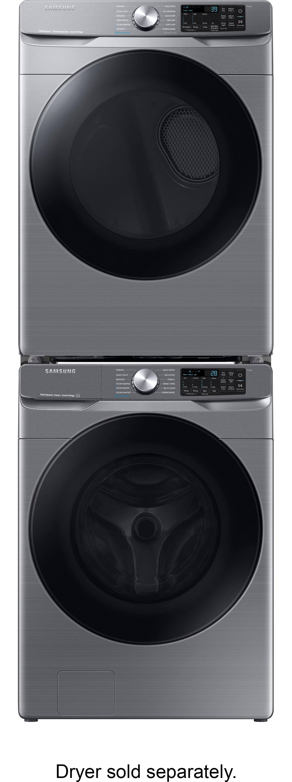Alt View 14. Samsung - 4.5 Cu. Ft. High-Efficiency Stackable Smart Front Load Washer with Steam and Super Speed Wash - Platinum.