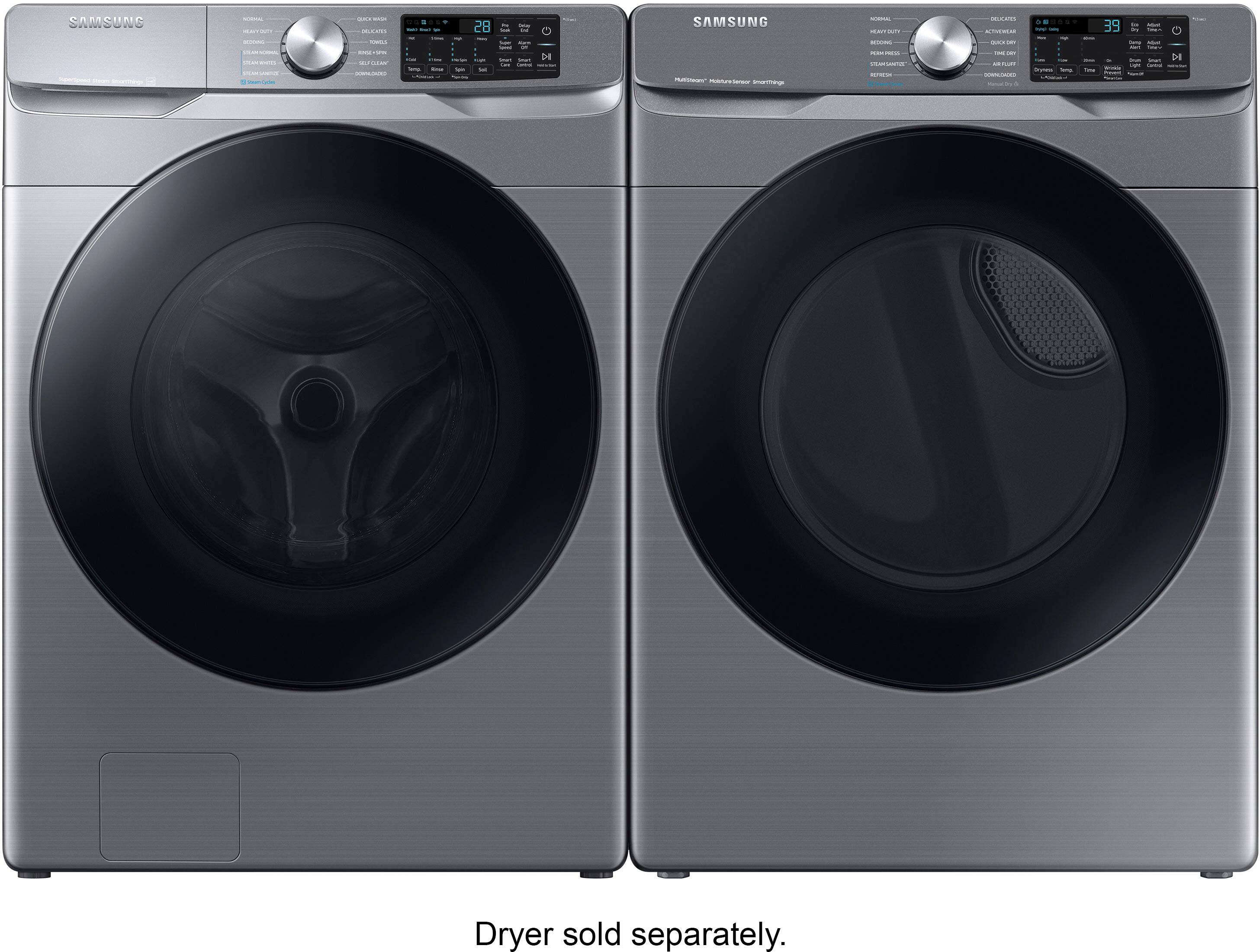 Alt View 15. Samsung - 4.5 Cu. Ft. High-Efficiency Stackable Smart Front Load Washer with Steam and Super Speed Wash - Platinum.