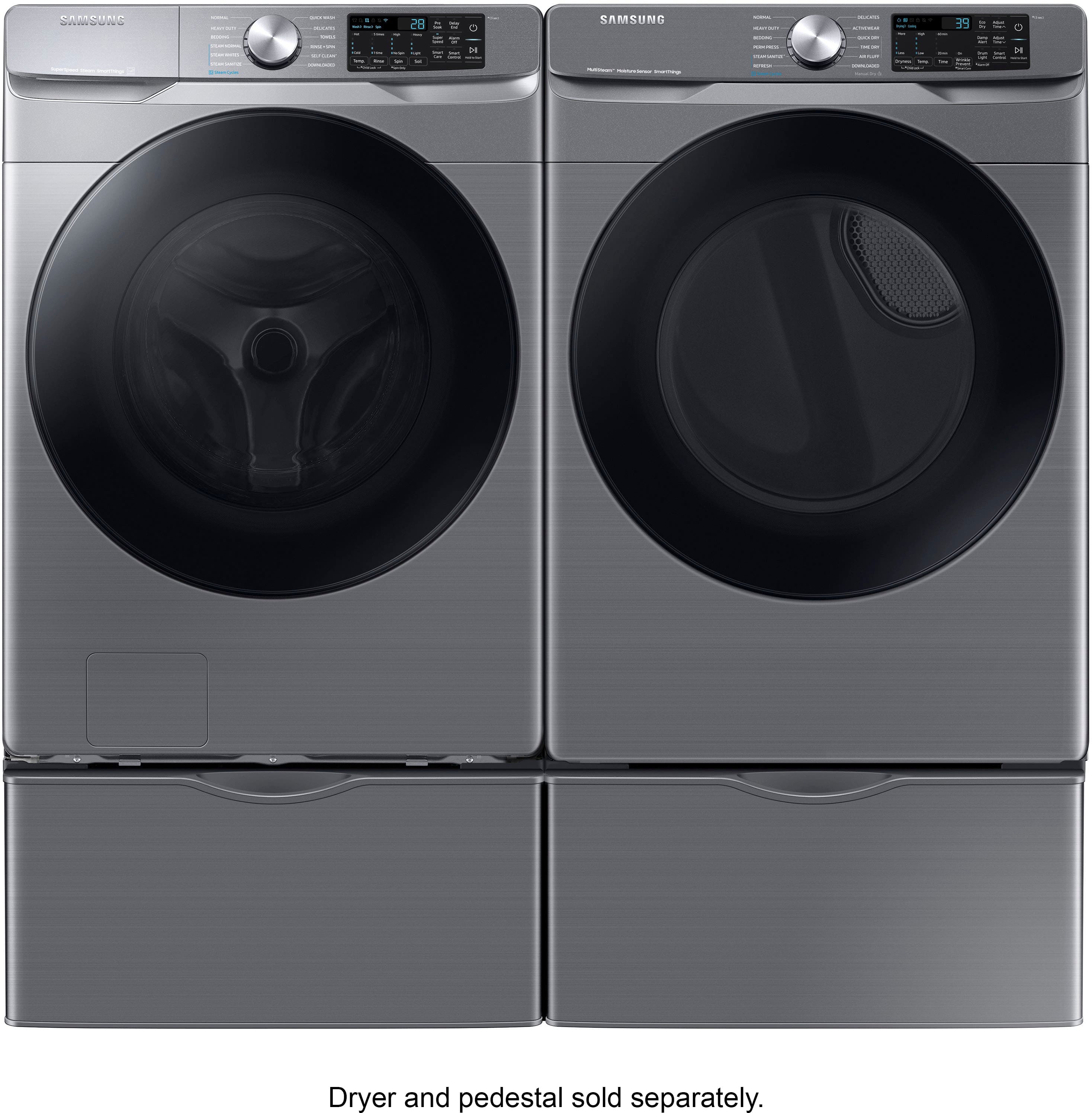 Alt View 16. Samsung - 4.5 Cu. Ft. High-Efficiency Stackable Smart Front Load Washer with Steam and Super Speed Wash - Platinum.