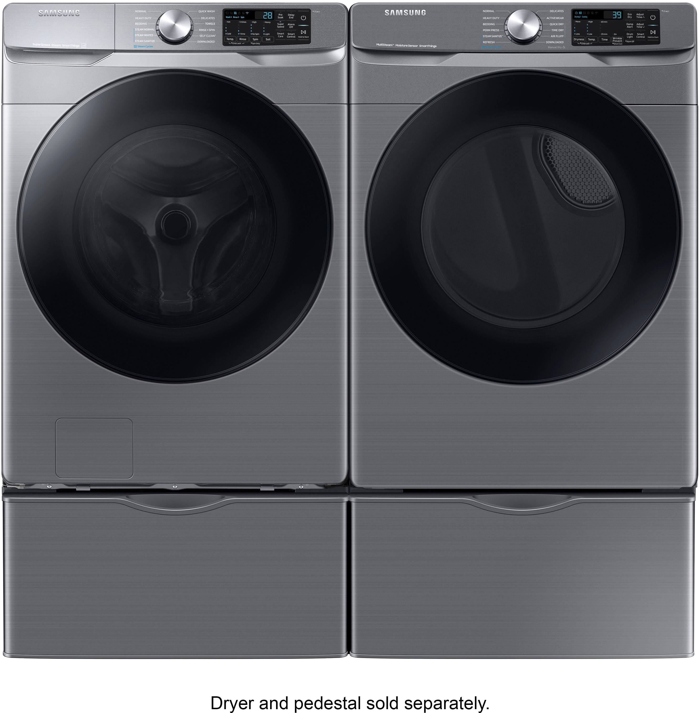Alt View 16. Samsung - 4.5 Cu. Ft. High-Efficiency Stackable Smart Front Load Washer with Steam and Super Speed Wash - Platinum.
