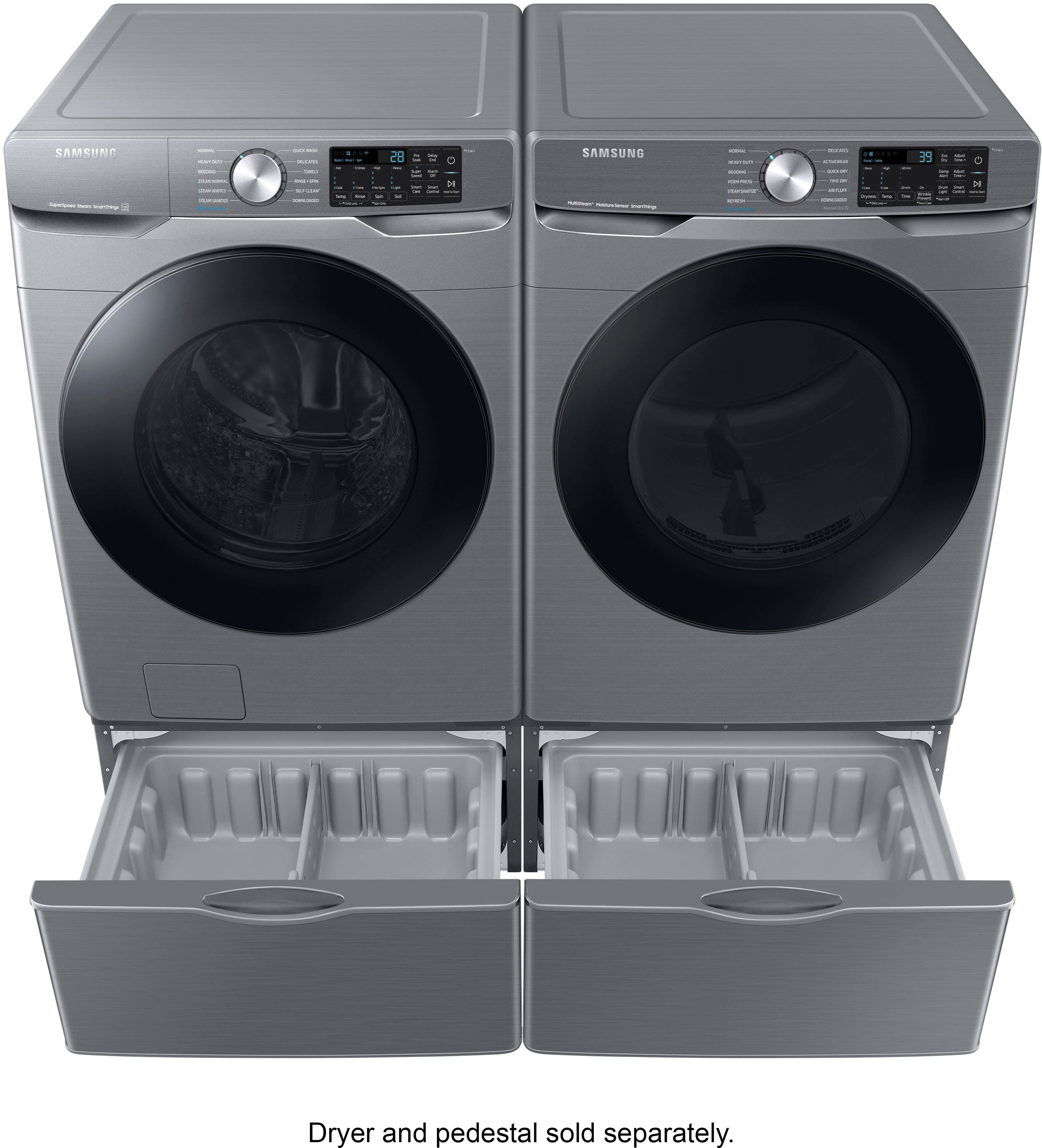 Alt View 17. Samsung - 4.5 Cu. Ft. High-Efficiency Stackable Smart Front Load Washer with Steam and Super Speed Wash - Platinum.