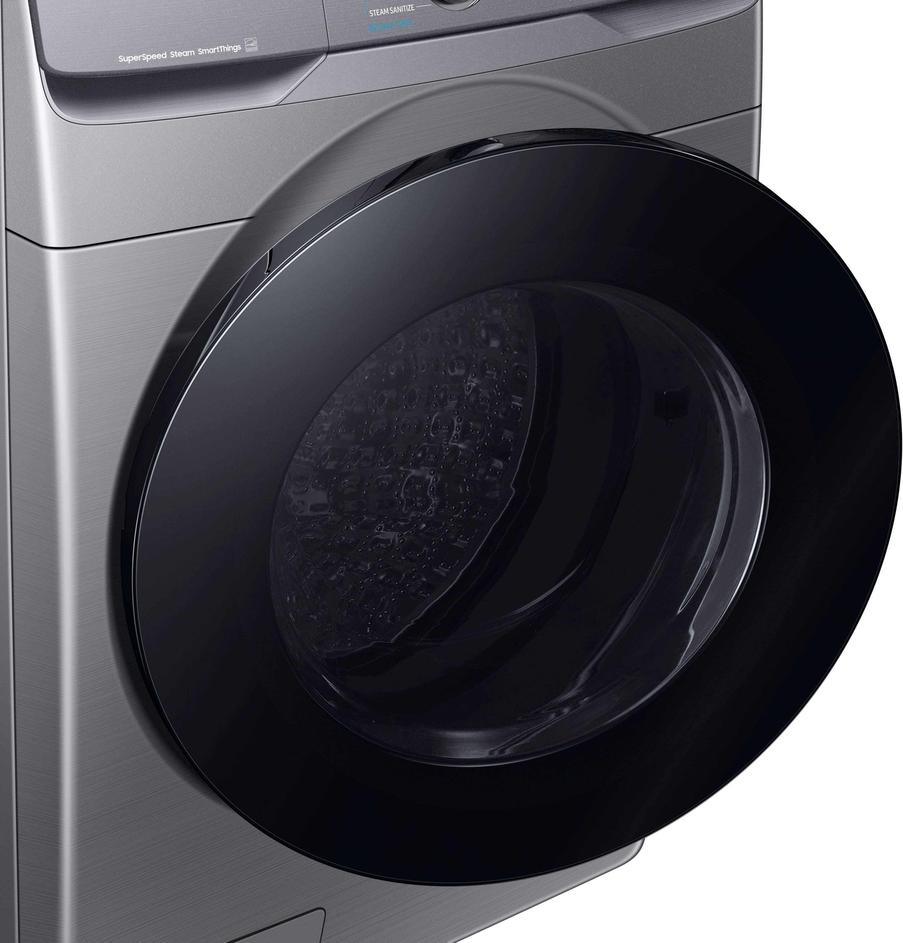 Alt View 19. Samsung - 4.5 Cu. Ft. High-Efficiency Stackable Smart Front Load Washer with Steam and Super Speed Wash - Platinum.