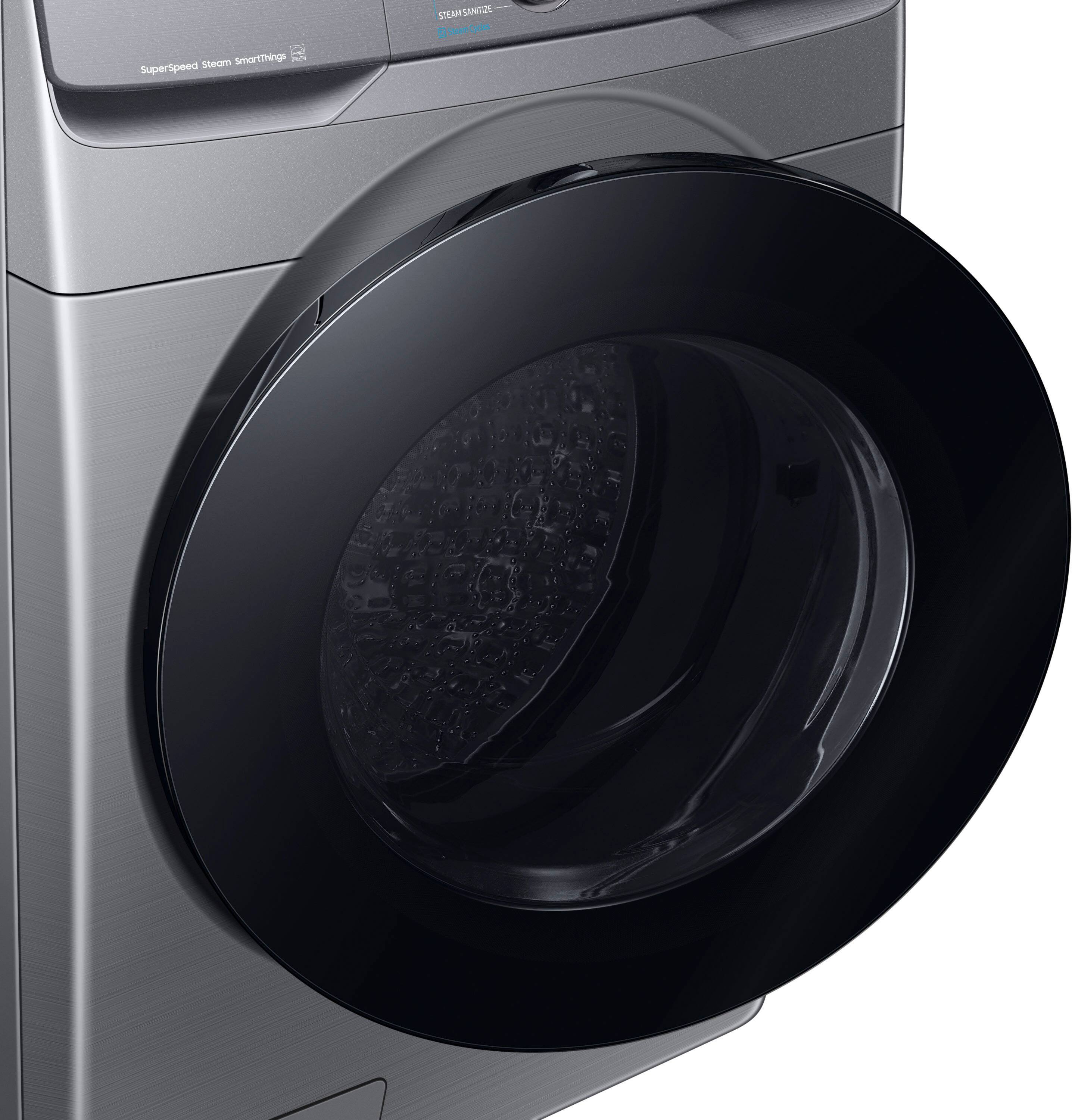 Alt View 19. Samsung - 4.5 Cu. Ft. High-Efficiency Stackable Smart Front Load Washer with Steam and Super Speed Wash - Platinum.