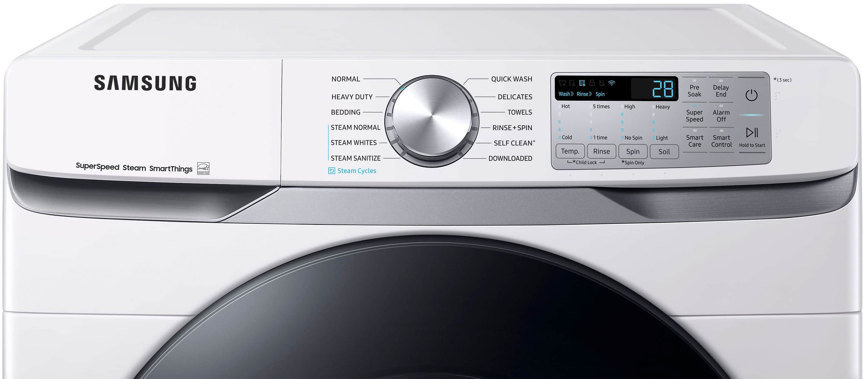 Alt View 11. Samsung - 4.5 Cu. Ft. High-Efficiency Stackable Smart Front Load Washer with Steam and Super Speed Wash - White.